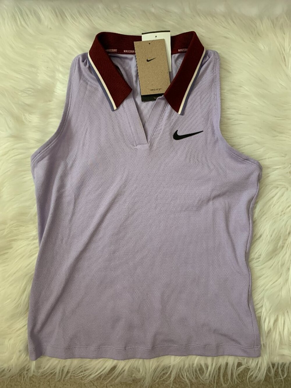 Nike Lavender Sleeveless Polo Tank with Maroon Collar